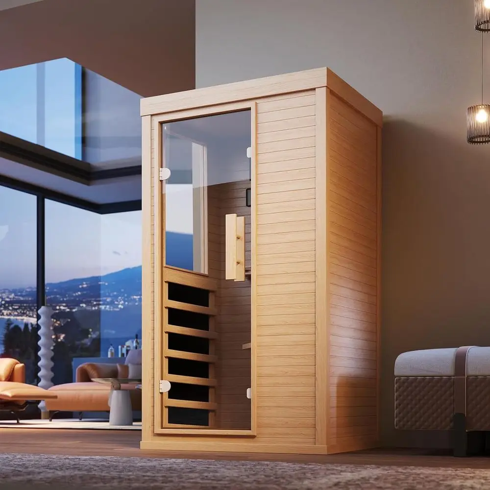 Wood Inrared Sauna, 1 Person Traditional Home Sauna, Caan Hemlock Indoor Dry Sauna Spa Room or Low EM with Bluetooth Speakers an
Wood Inrared Sauna, 1 Person Traditional Home Sauna, Caan Hemlock Indoor Dry Sauna Spa Room or Low EM with Bluetooth Speakers an