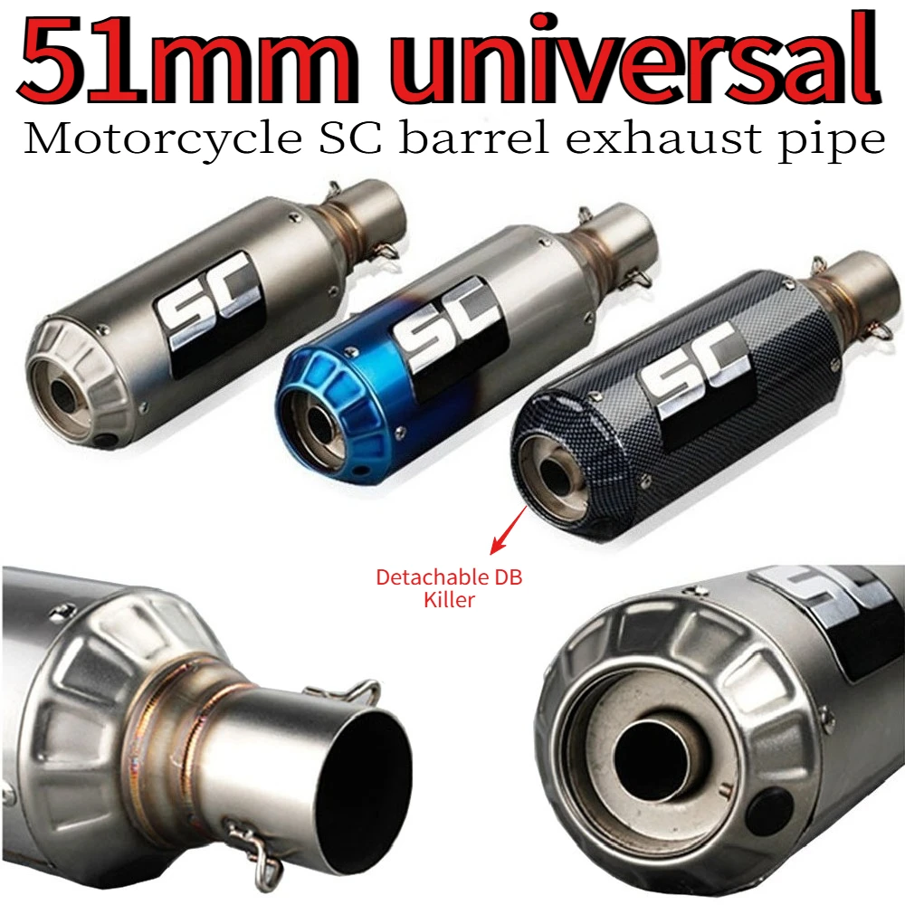 51mm Universal Motorcycle SC Barrel Exhaust Modified Muffler with Removable DB Killer For Yamaha R6 Kawasaki KMT BMW Honda
51mm Universal Motorcycle SC Barrel Exhaust Modified Muffler with Removable DB Killer For Yamaha R6 Kawasaki KMT BMW Honda