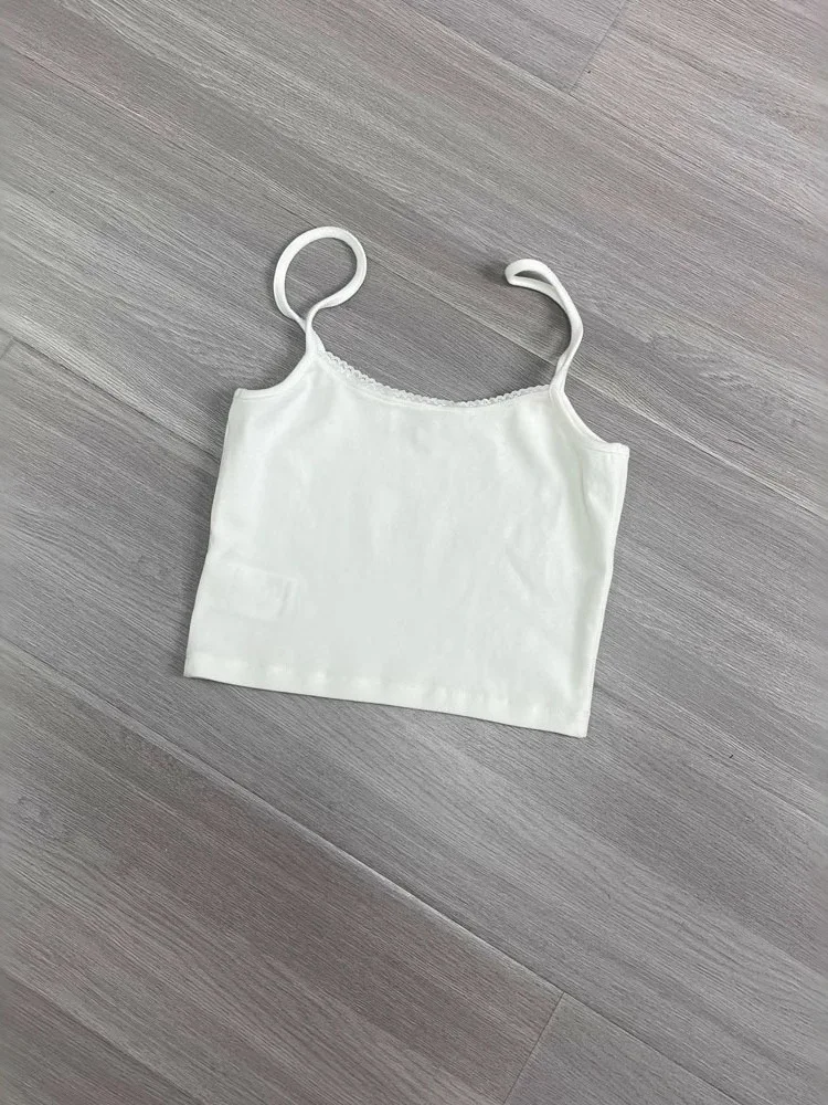 Cute Short Pure Color Strap Top Versatile Retro Style Women's Cotton Vest Shirt Shanghai HuaYi New 24ss Fashion Design
Cute Short Pure Color Strap Top Versatile Retro Style Women's Cotton Vest Shirt Shanghai HuaYi New 24ss Fashion Design