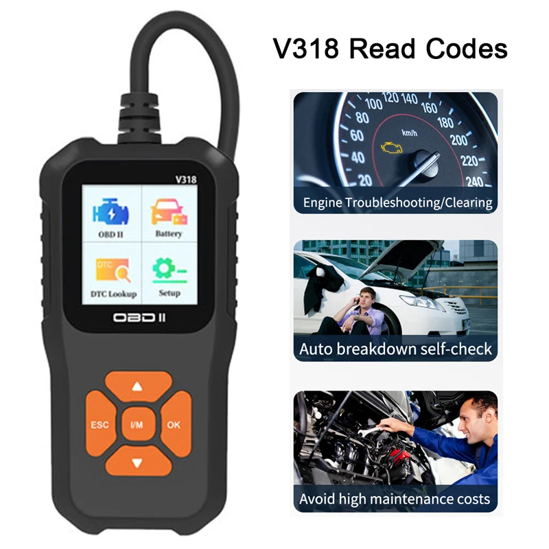 Сканер OBD2 V318, автомобильные диагностические инструменты, проверка информации о автомобиле, система зажигания, тестер батареи, проверка считывателей кодов двигателя
Сканер OBD2 V318, автомобильные диагностические инструменты, проверка информации о автомобиле, система зажигания, тестер батареи, проверка считывателей кодов двигателя