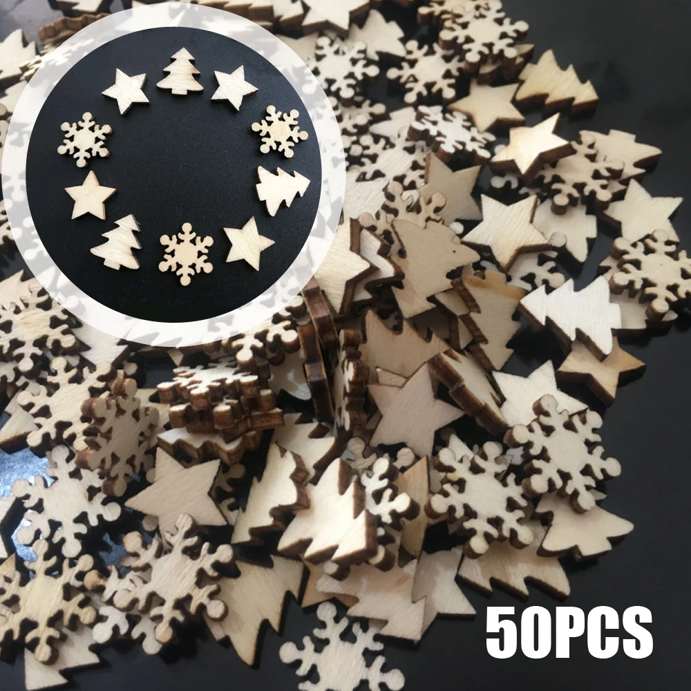 50Pcs Wooden Xmas Tree Snowflakes Five-pointed Star Styling DIY Christmas Tree Ornaments Pendant Home Party Decor Supplies
50Pcs Wooden Xmas Tree Snowflakes Five-pointed Star Styling DIY Christmas Tree Ornaments Pendant Home Party Decor Supplies