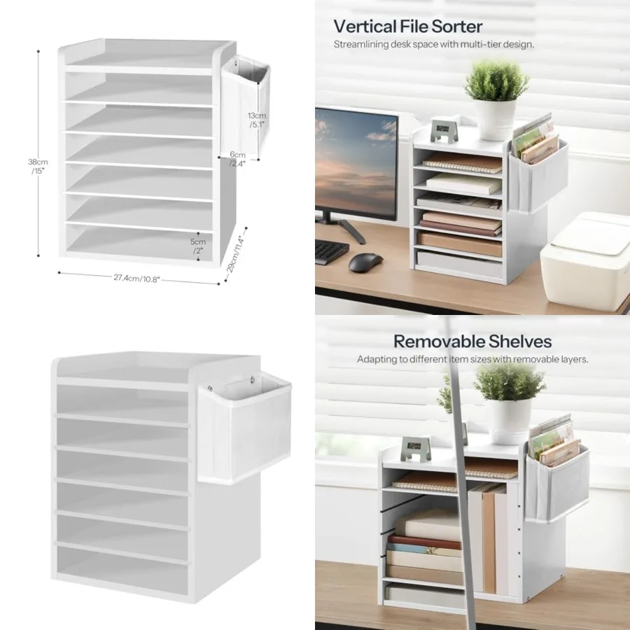 Adjustable Countertop Mail Sorter, 6 Tier Wooden Paper Organizer, Vertical Literature Organizer with Side Storage, Office Mailb
Adjustable Countertop Mail Sorter, 6 Tier Wooden Paper Organizer, Vertical Literature Organizer with Side Storage, Office Mailb
