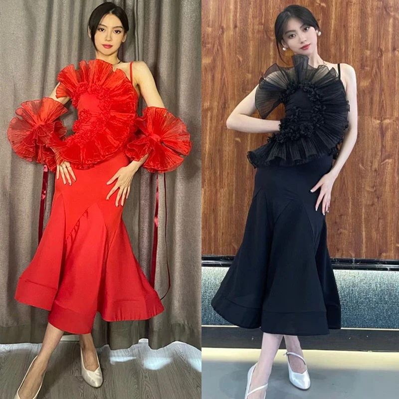 2023 Ballroom Dance Competition Dress Women Ruffled Flower Waltz Dance Costume Festival Performance Clothing Stage Wear BL9995
2023 Ballroom Dance Competition Dress Women Ruffled Flower Waltz Dance Costume Festival Performance Clothing Stage Wear BL9995