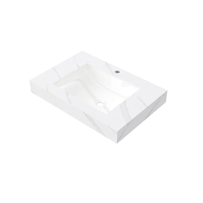 30" White Sintered Stone Countertop with Undermount Ceramic Basin, One Faucet Hole, No Cabinet, No Faucet, No Cover
30" White Sintered Stone Countertop with Undermount Ceramic Basin, One Faucet Hole, No Cabinet, No Faucet, No Cover