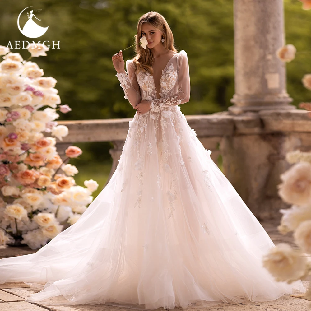 Aedmgh A-Line Romantic Wedding Dresses 2024 V-Neck Long Sleeve Vestido De Novia Lace Appliques Glamorous Chic Robe De Mariee
Aedmgh A-Line Romantic Wedding Dresses 2024 V-Neck Long Sleeve Vestido De Novia Lace Appliques Glamorous Chic Robe De Mariee