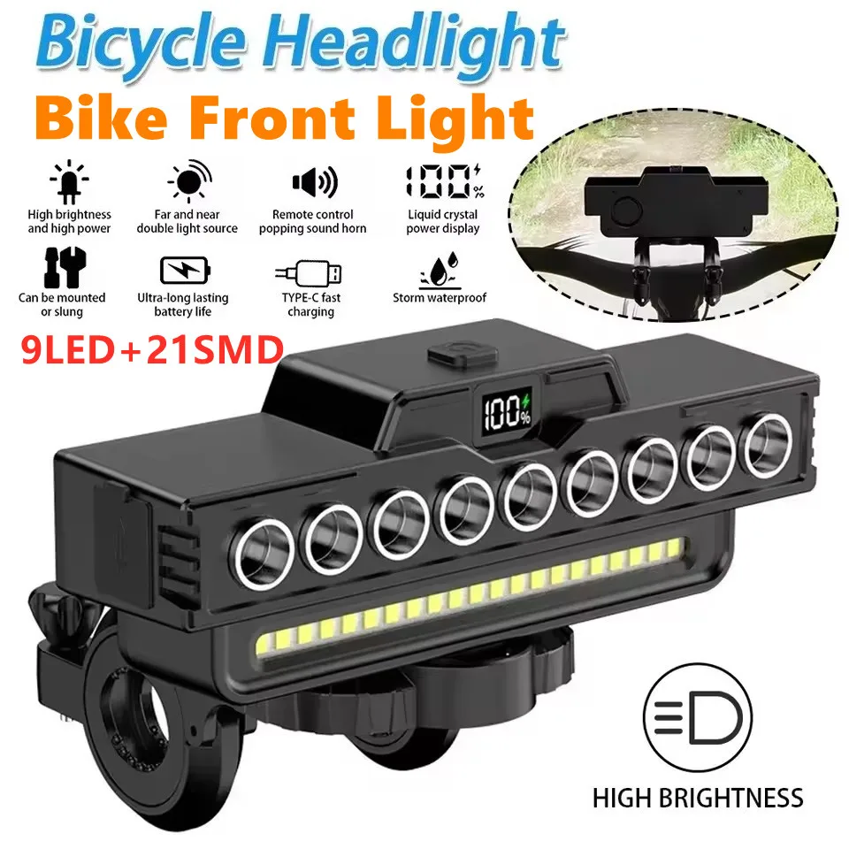 9LED велосипедный фонарь 120 дБ звуковой сигнал Type-C перезаряжаемый дисплей питания Power Bank велосипедный фонарь фара MTB дорожная велосипедная защитная лампа
9LED велосипедный фонарь 120 дБ звуковой сигнал Type-C перезаряжаемый дисплей питания Power Bank велосипедный фонарь фара MTB дорожная велосипедная защитная лампа