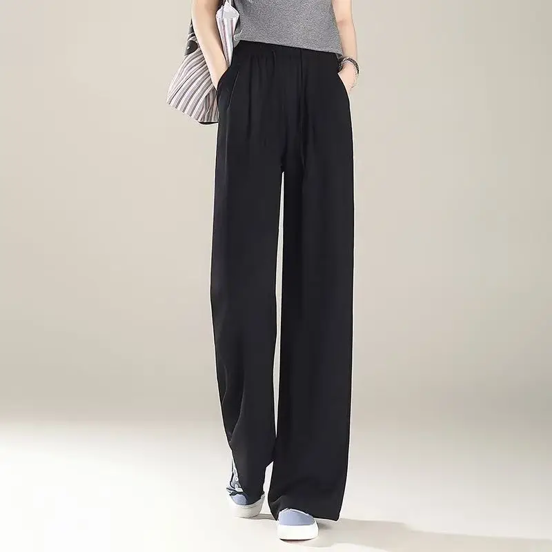 Женские брюки с высокой талией, широкие, свободные, повседневные, однотонные черные, мягкие, струящиеся, длинные, для повседневной носки и уличного стиля
Женские брюки с высокой талией, широкие, свободные, повседневные, однотонные черные, мягкие, струящиеся, длинные, для повседневной носки и уличного стиля