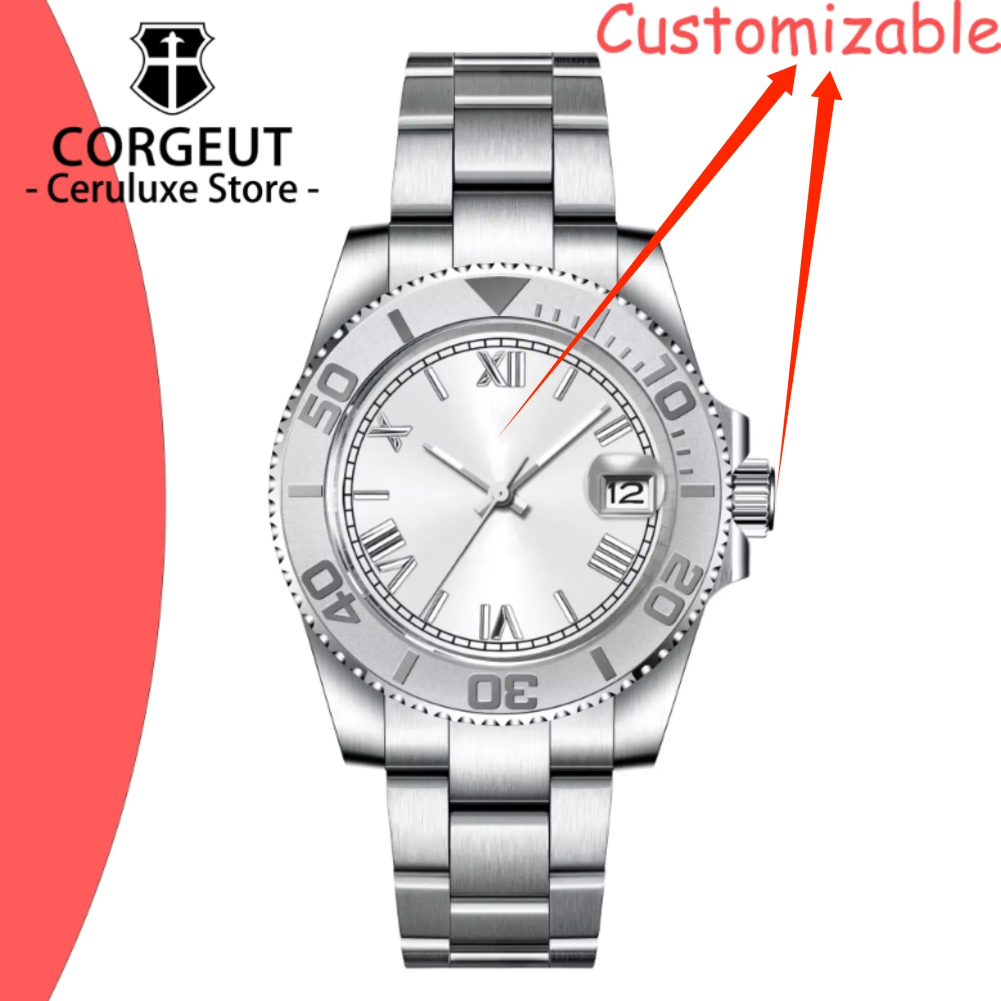 CUSTOM Logo 2026 New 40mm Automatic Mechanical Watches Stainless Steel Waterproof NH35 movement Luminous Watches
CUSTOM Logo 2026 New 40mm Automatic Mechanical Watches Stainless Steel Waterproof NH35 movement Luminous Watches