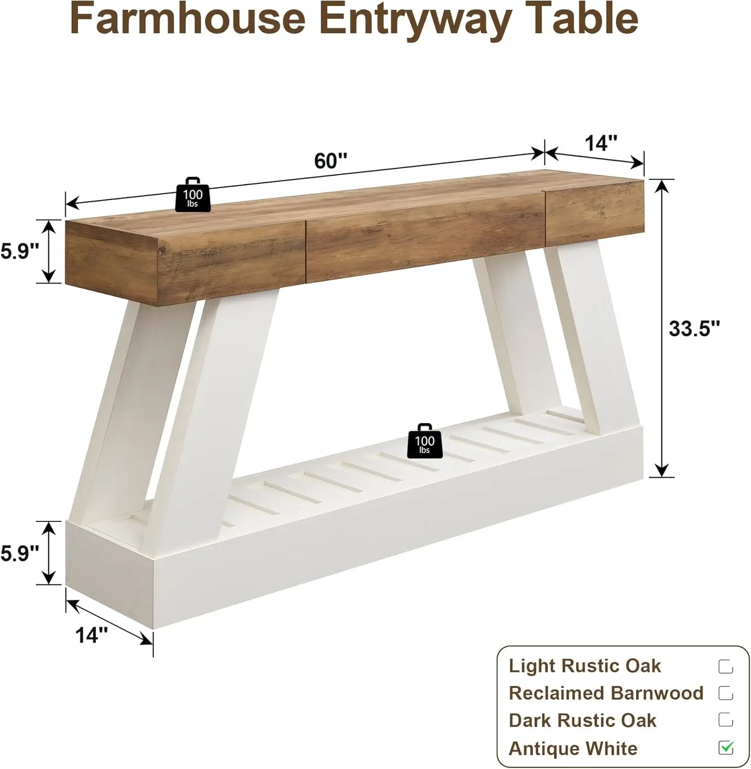 60" Farmhouse Entryway Table, Console Table with Drawer, Wooden Hallway Foyer Table with Heavy Duty Base, Narrow Long Wood Sofa
60" Farmhouse Entryway Table, Console Table with Drawer, Wooden Hallway Foyer Table with Heavy Duty Base, Narrow Long Wood Sofa
