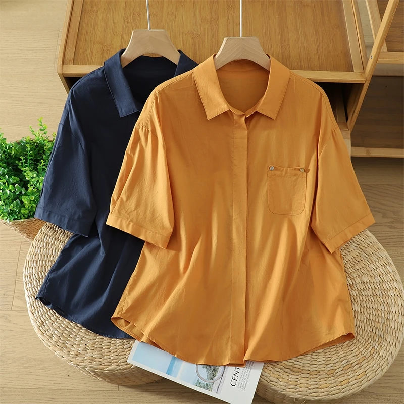 Casual Cotton Linen Short Sleeve Shirt Women's Pure Color Summer New Style Artistic Style Loose Fit Breathable Comfortable
Casual Cotton Linen Short Sleeve Shirt Women's Pure Color Summer New Style Artistic Style Loose Fit Breathable Comfortable