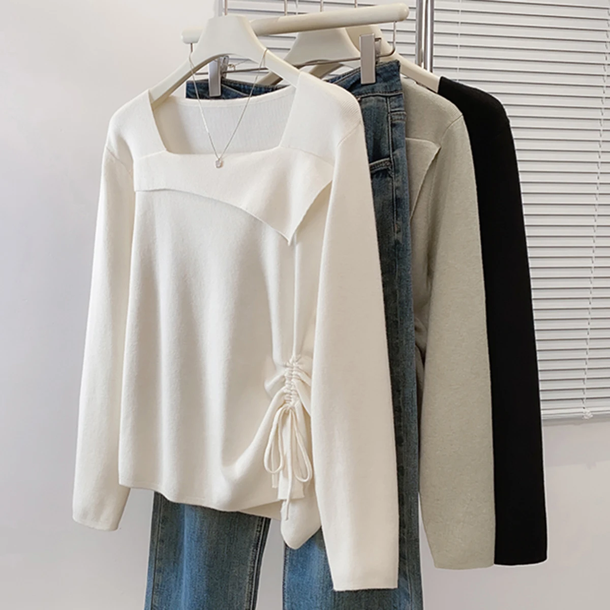 Korean Oversized Knit Sweater Knitwear Women Spring Long Sleeve Square Collarl Pullover Tops Casual Fashion Loose Ladies Jumpers
Korean Oversized Knit Sweater Knitwear Women Spring Long Sleeve Square Collarl Pullover Tops Casual Fashion Loose Ladies Jumpers