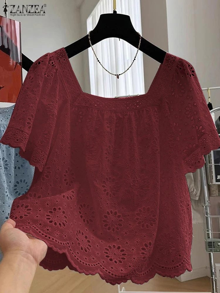 ZANZEA Women Hollow Out Shirts Fashion Square Collar Tops Korean Casual Loose Short Sleeve Blusas 2025 Summer Solid Color Tops
ZANZEA Women Hollow Out Shirts Fashion Square Collar Tops Korean Casual Loose Short Sleeve Blusas 2025 Summer Solid Color Tops