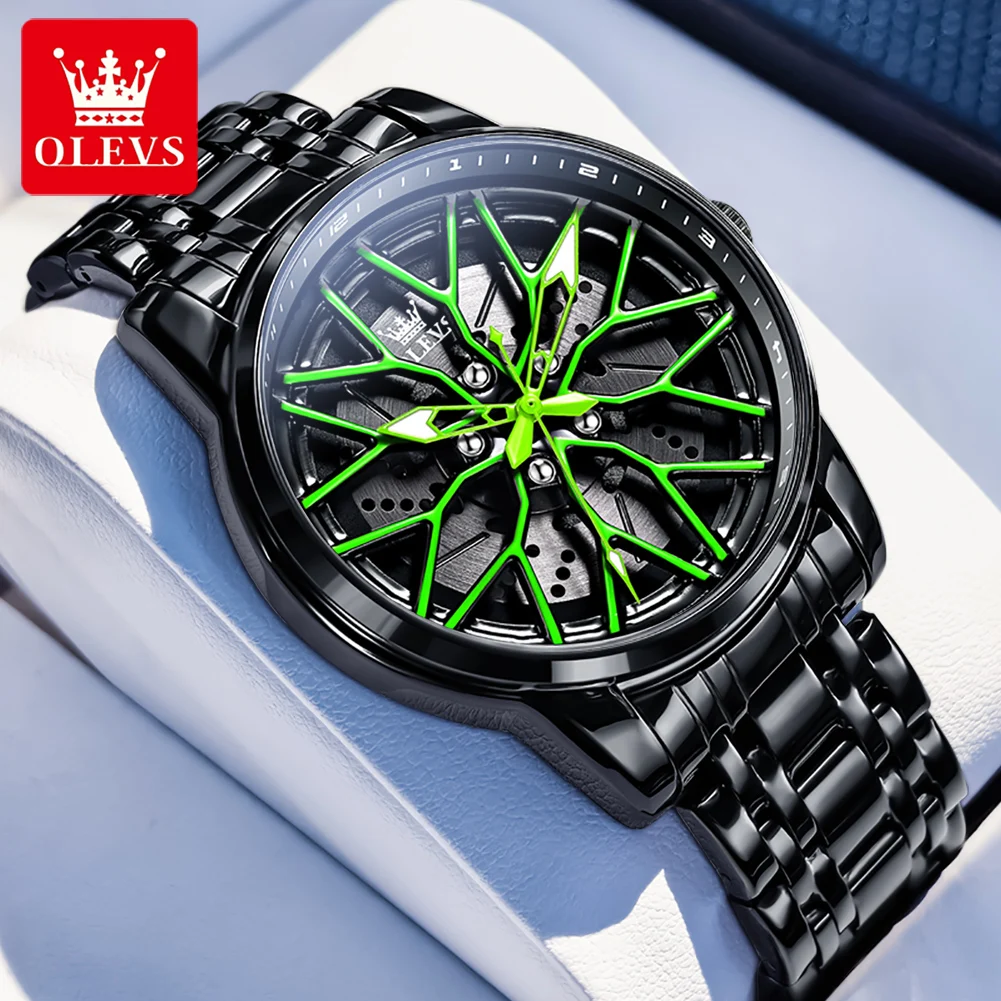 OLEVS 3701 Luxury Quartz Watch for Man 3D Hollowed Rotary Wheel Dial Stainless Steel Waterproof Luminous Men's Wrist Watches New
OLEVS 3701 Luxury Quartz Watch for Man 3D Hollowed Rotary Wheel Dial Stainless Steel Waterproof Luminous Men's Wrist Watches New