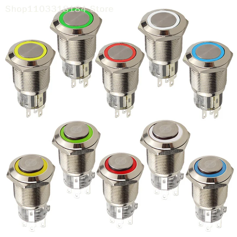 19mm 12V/24V Multi-color Waterproof Metal Button Ring Reset Self-locking With Light Flat Head Button
19mm 12V/24V Multi-color Waterproof Metal Button Ring Reset Self-locking With Light Flat Head Button