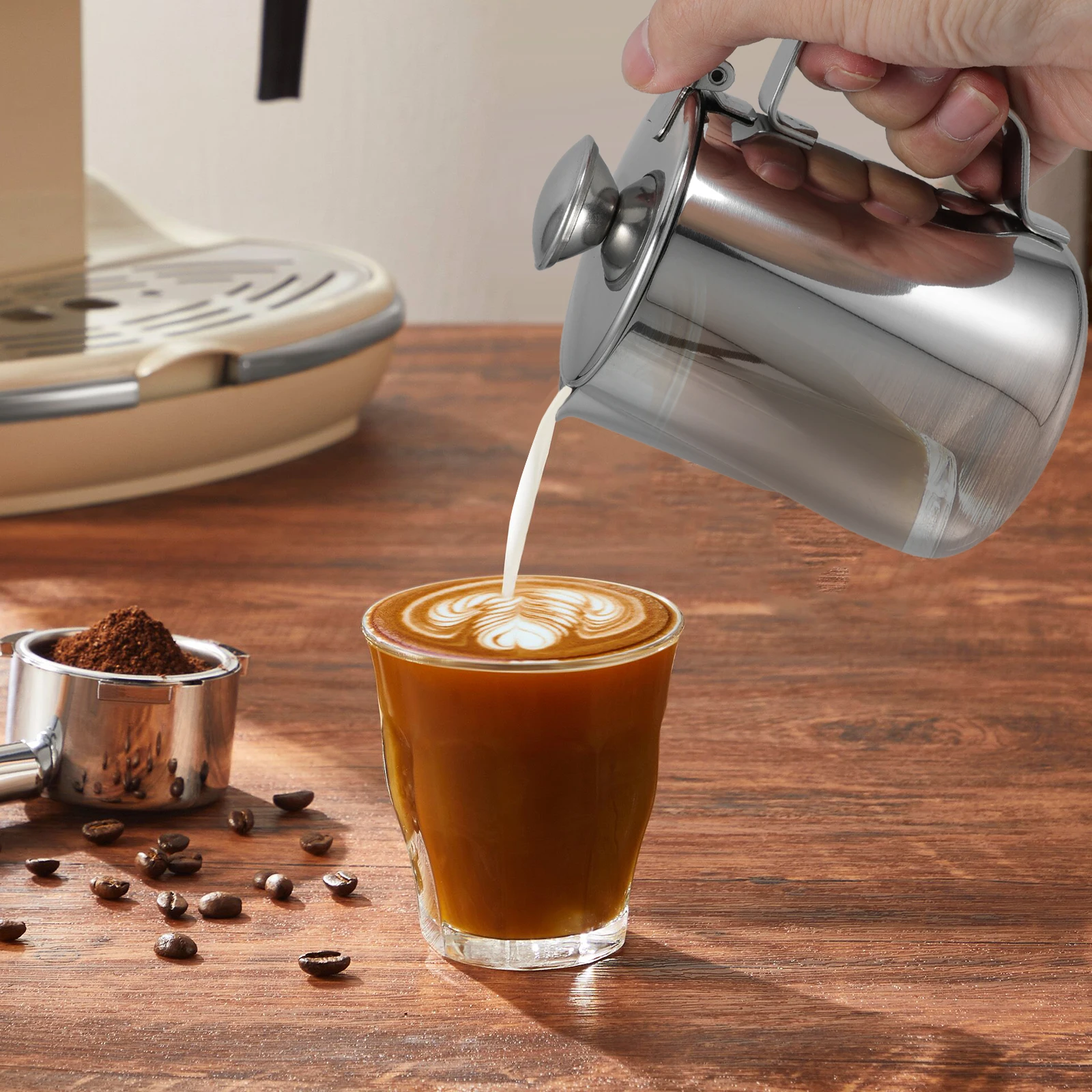 1 pc 350Ml Stainless Steel Frothing Pitcher Coffee Milk Storage Cup Thickened Wear-Resistant Rust-Proof Mocha Kettle Humanized
1 pc 350Ml Stainless Steel Frothing Pitcher Coffee Milk Storage Cup Thickened Wear-Resistant Rust-Proof Mocha Kettle Humanized
