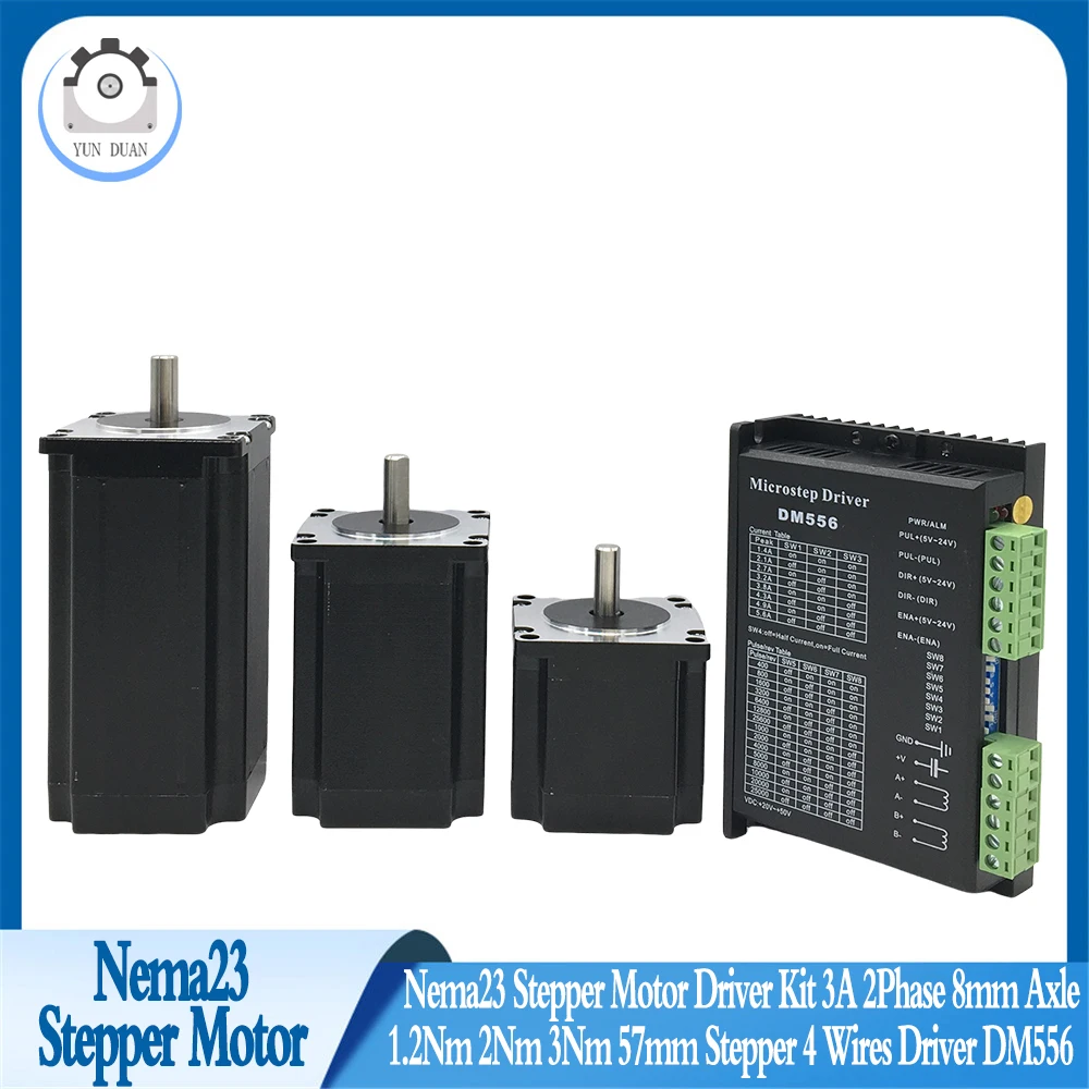 Nema23 Stepper Motor Driver Kit 4 Wires Driver DM556 3A 2Phase 8mm Axle 1.2Nm 2Nm 3Nm 57mm Stepper For CNC Router 3D Printer
Nema23 Stepper Motor Driver Kit 4 Wires Driver DM556 3A 2Phase 8mm Axle 1.2Nm 2Nm 3Nm 57mm Stepper For CNC Router 3D Printer