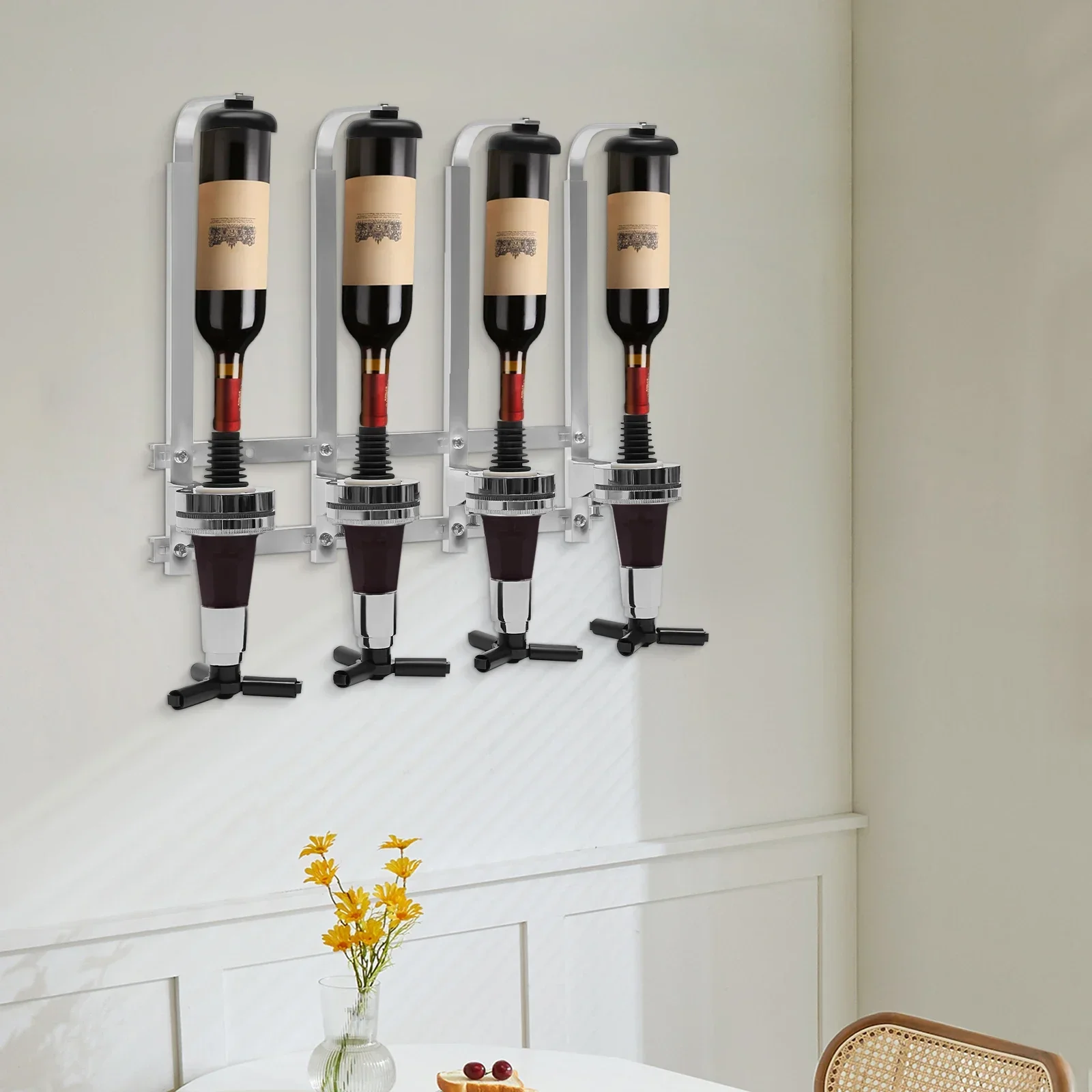4-Bottle Wall Mount Liquor Dispenser Rack, Whiskey Wine Alcohol Storage Organizer, Cocktail Beer Glass Display Holder
4-Bottle Wall Mount Liquor Dispenser Rack, Whiskey Wine Alcohol Storage Organizer, Cocktail Beer Glass Display Holder