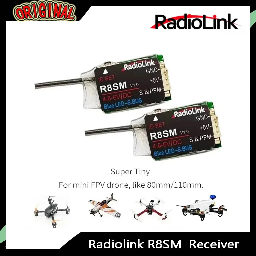 Радиоуправляемый приемник Radiolink 2,4 ГГц R8SM 8 каналов — ультракомпактный, SBUS/PPM, мини-дроны FPV, совместимость с T8FB T8S, высокая чувствительность 
Радиоуправляемый приемник Radiolink 2,4 ГГц R8SM 8 каналов — ультракомпактный, SBUS/PPM, мини-дроны FPV, совместимость с T8FB T8S, высокая чувствительность