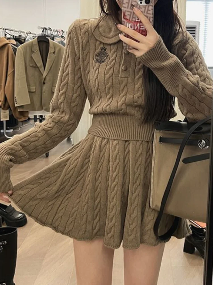 Autumn Kawaii Knitted Two Piece Skirt Set Women Vintage Sweater Party Mini Skirt Suit Female Korean Fashion Sweet Retro Set 2023
Autumn Kawaii Knitted Two Piece Skirt Set Women Vintage Sweater Party Mini Skirt Suit Female Korean Fashion Sweet Retro Set 2023