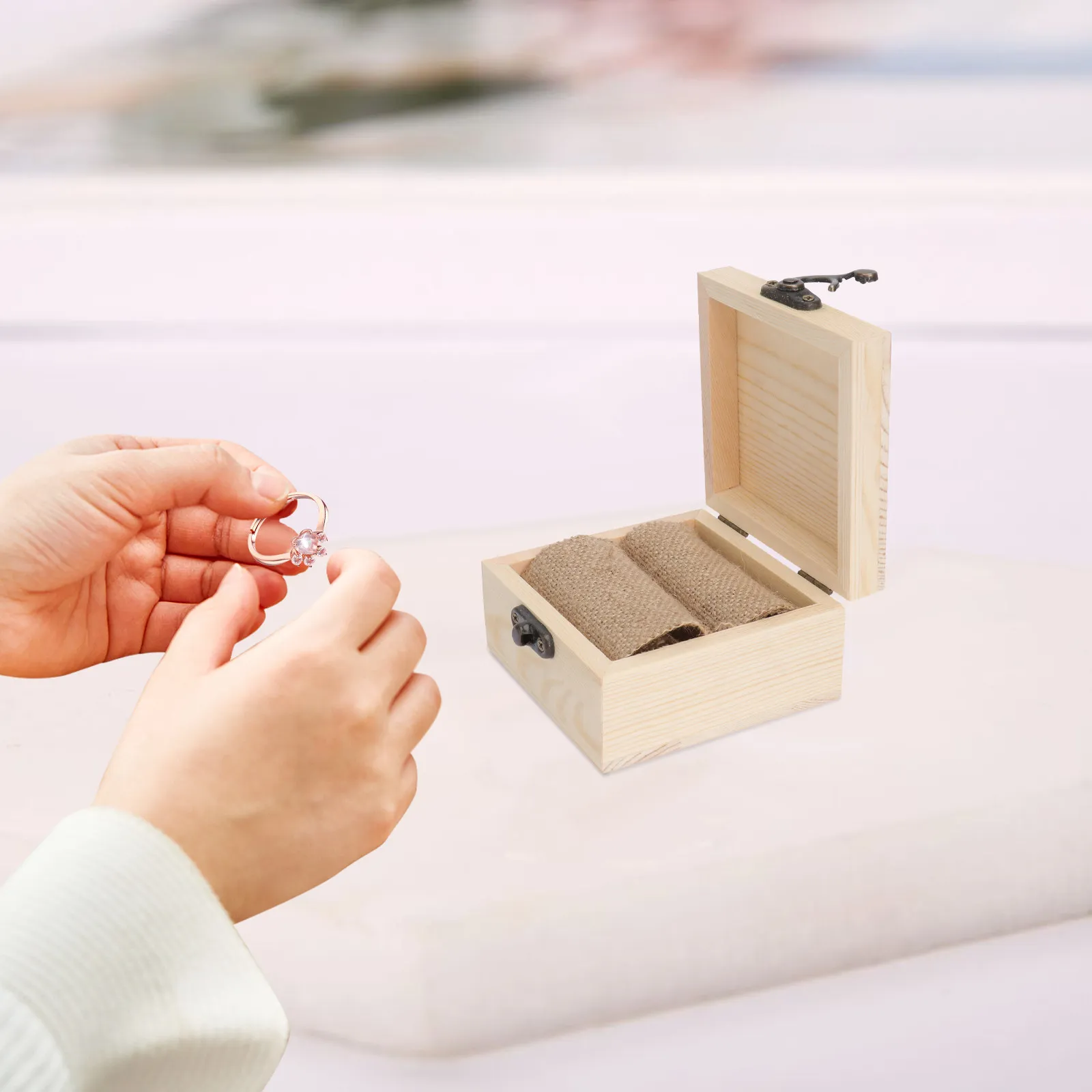 Wooden Rustic Wedding Ring Box Mr Mrs Printing Vintage Chic Ring Holder for Engagement Proposal Jewelry Storage
Wooden Rustic Wedding Ring Box Mr Mrs Printing Vintage Chic Ring Holder for Engagement Proposal Jewelry Storage