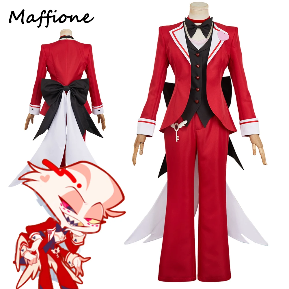 Angel Dust Butler Cosplay TV Hell Inn Costume Fantasia Clothing Women Disguise Roleplay Halloween Suits Coat Pants Bow Ties Set
Angel Dust Butler Cosplay TV Hell Inn Costume Fantasia Clothing Women Disguise Roleplay Halloween Suits Coat Pants Bow Ties Set