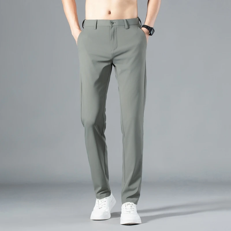 Ice Silk Men's Trousers 2025 Summer Straight Elastic Waist Black Gray Trousers Breathable Simple Male Clothing Casual Suit Pants
Ice Silk Men's Trousers 2025 Summer Straight Elastic Waist Black Gray Trousers Breathable Simple Male Clothing Casual Suit Pants