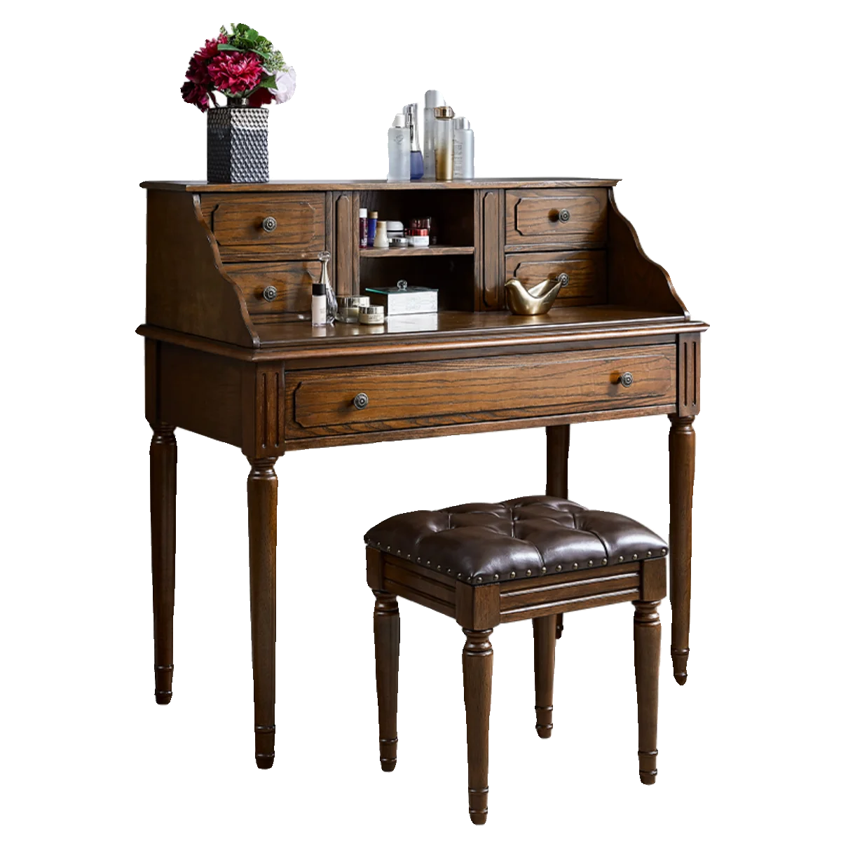 American all-solid wood makeup table dresser small apartment light luxury bedroom simple integrated table piano desk cabinet
American all-solid wood makeup table dresser small apartment light luxury bedroom simple integrated table piano desk cabinet