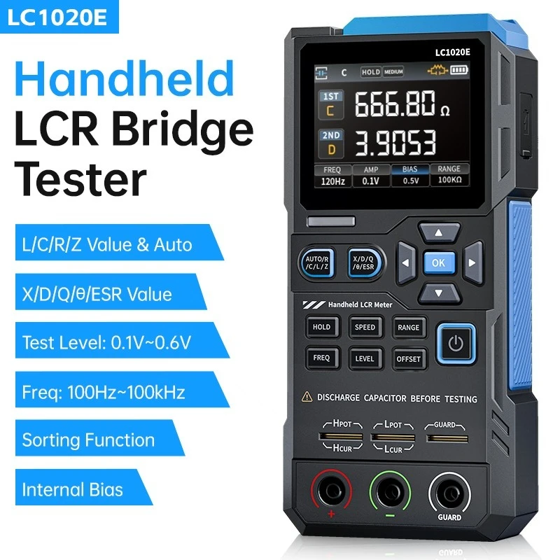 1020E Handheld LCD Digital Bridge Instrument Automatic Ranging Inductor Capacitance Resistance Measurement Tool
1020E Handheld LCD Digital Bridge Instrument Automatic Ranging Inductor Capacitance Resistance Measurement Tool