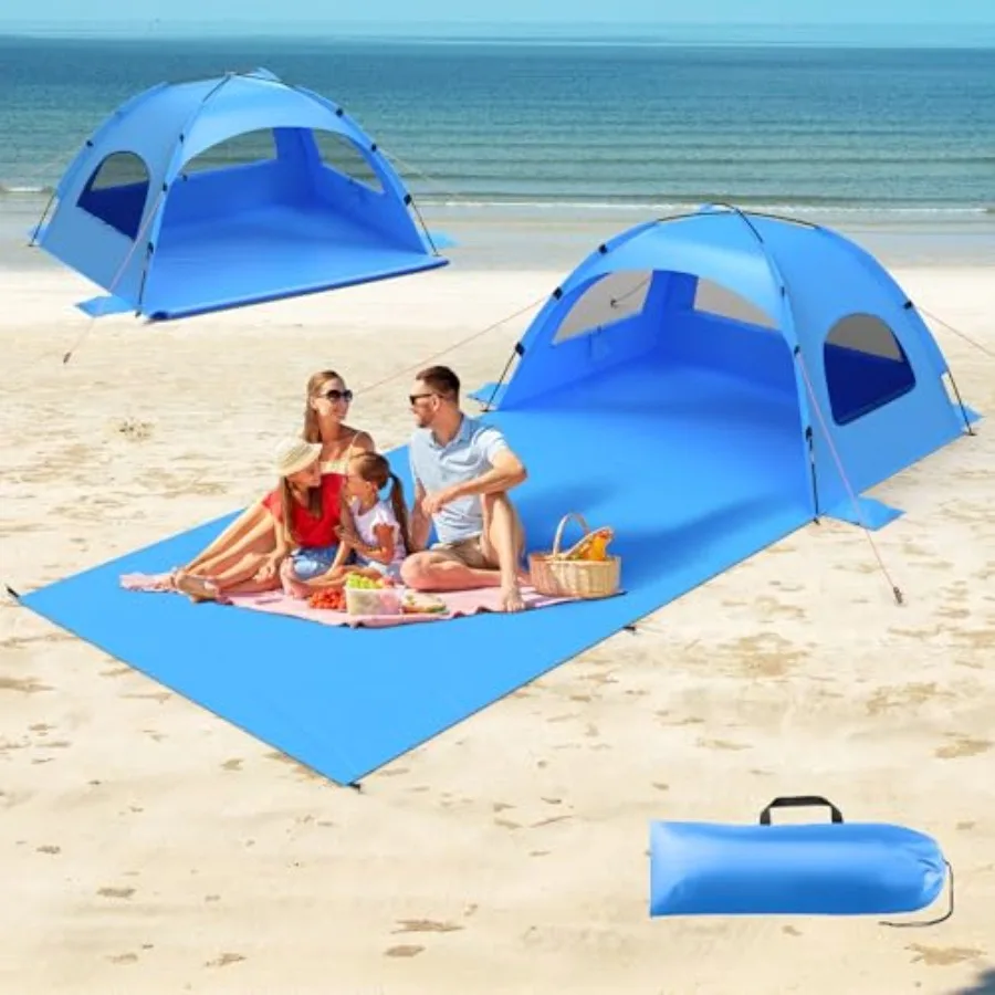 Beach Tent Sun Shelter with Extended Sand Mat 114×82inch UPF 50+ Protection 3 Double-Layer Windows for Enhanced Privacy; Portab
Beach Tent Sun Shelter with Extended Sand Mat 114×82inch UPF 50+ Protection 3 Double-Layer Windows for Enhanced Privacy; Portab