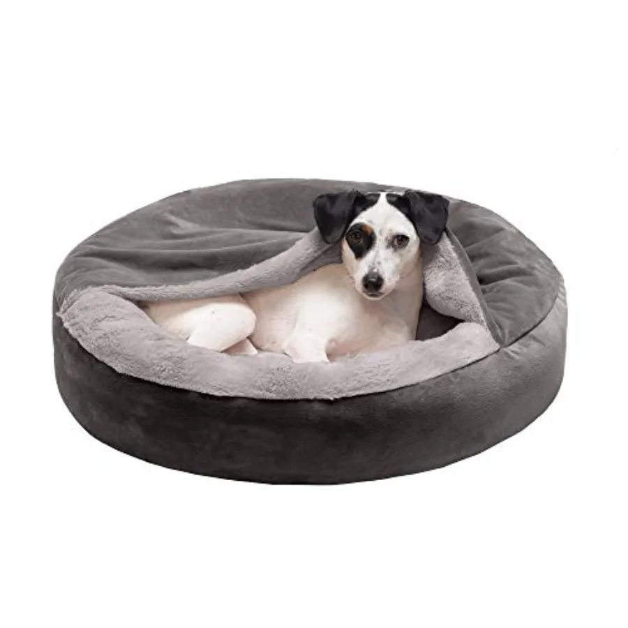24" Round Calming Donut Dog Bed for Indoor Cats and Dogs, Washable, For Dogs Up to 20 lbs - Plush Velvet Waves Hooded Donut Bed
24" Round Calming Donut Dog Bed for Indoor Cats and Dogs, Washable, For Dogs Up to 20 lbs - Plush Velvet Waves Hooded Donut Bed