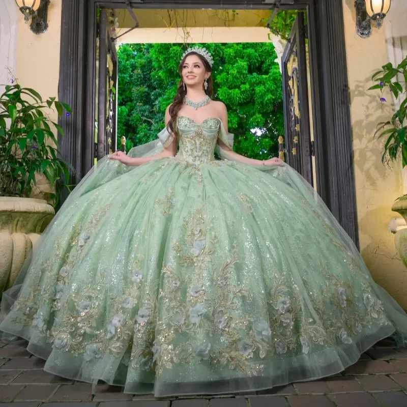 Зеленое платье для Quinceanera с открытыми плечами, аппликациями, цветами, бисером, кристаллами, из тюля, для вечеринки, дня рождения, Sweet 16, Vestido 15 De
Зеленое платье для Quinceanera с открытыми плечами, аппликациями, цветами, бисером, кристаллами, из тюля, для вечеринки, дня рождения, Sweet 16, Vestido 15 De