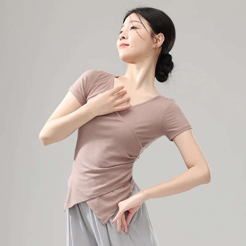 Chinese classical dance practice clothes female adult slim-fit short-sleeved tops teacher modern
Chinese classical dance practice clothes female adult slim-fit short-sleeved tops teacher modern