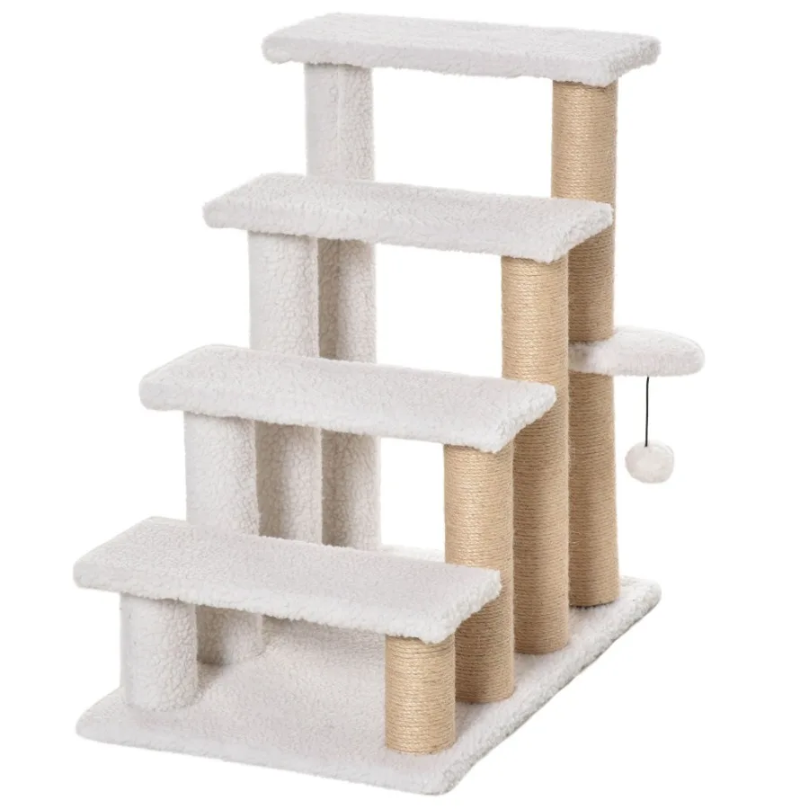 PawHut 4Level Pet Stairs Cat Steps Carpeted Ladder Ramp Kitten Tree Climber Scratching Posts Hanging Play Ball for Bed Sofa Whi
PawHut 4Level Pet Stairs Cat Steps Carpeted Ladder Ramp Kitten Tree Climber Scratching Posts Hanging Play Ball for Bed Sofa Whi