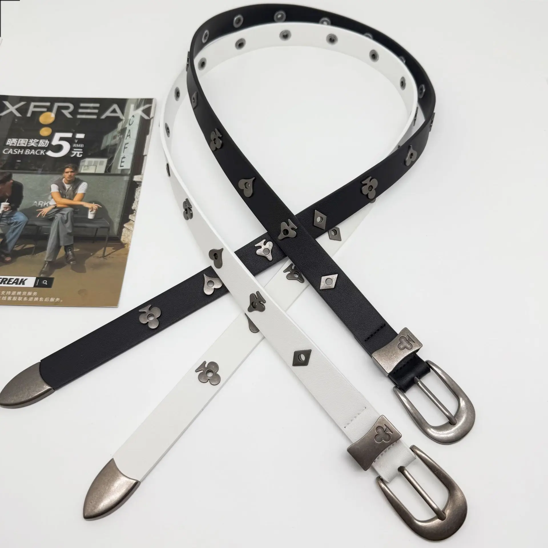 Western Poker Belt Needle Buckle Belt Male Female Same Style 2025 European and American Metal Silver Buckle Rivet Belt No Punchi
Western Poker Belt Needle Buckle Belt Male Female Same Style 2025 European and American Metal Silver Buckle Rivet Belt No Punchi