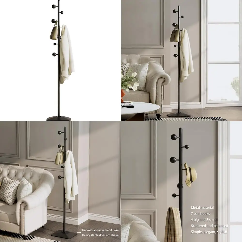 Sturdy Metal Coat Rack with 7 Hooks and Geometric Base for Hats and Jackets
Sturdy Metal Coat Rack with 7 Hooks and Geometric Base for Hats and Jackets