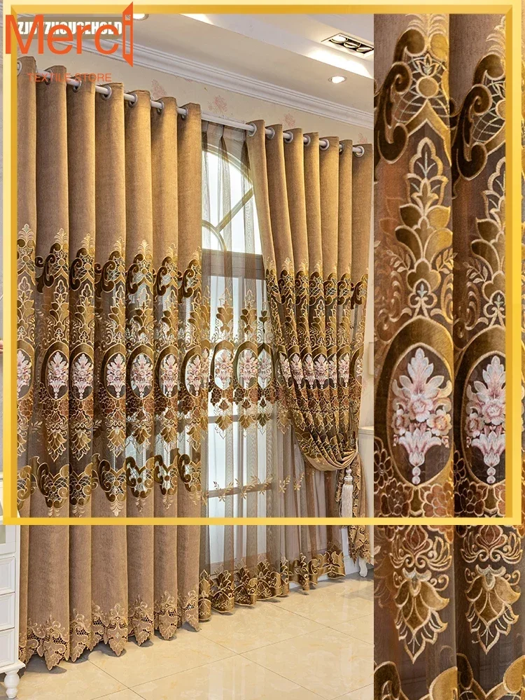 High-grade European Large Hollow Embroider Curtains For Living Dining Room Bedroom Window Thickened Jacquard Chenille Color
High-grade European Large Hollow Embroider Curtains For Living Dining Room Bedroom Window Thickened Jacquard Chenille Color