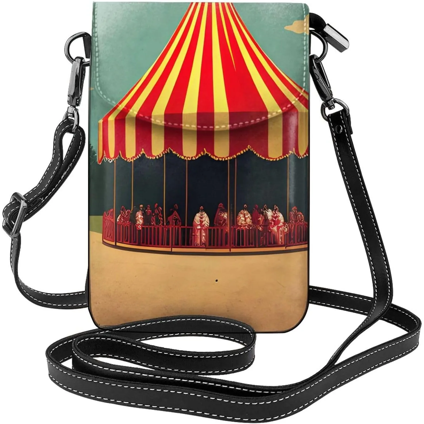 vintage circus background printing Ladies' mobile phone with leather foreskin, crossbody flip cover, small adjustable shoulder
vintage circus background printing Ladies' mobile phone with leather foreskin, crossbody flip cover, small adjustable shoulder