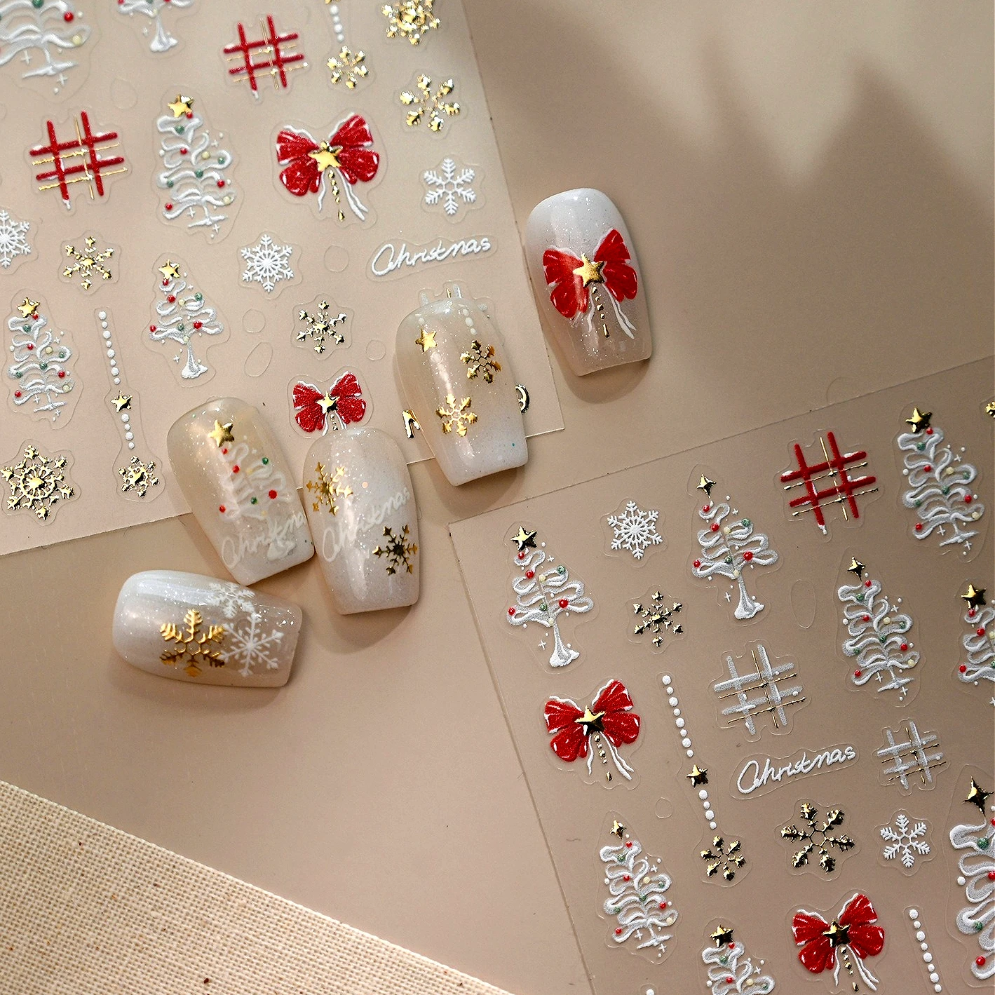 Red Bowknot Gold Star Christmas Tree Snowflakes Crystal Ball Snowman Rabbit Gingerbread Santa Claus Nail Art New Stickers Decals
Red Bowknot Gold Star Christmas Tree Snowflakes Crystal Ball Snowman Rabbit Gingerbread Santa Claus Nail Art New Stickers Decals