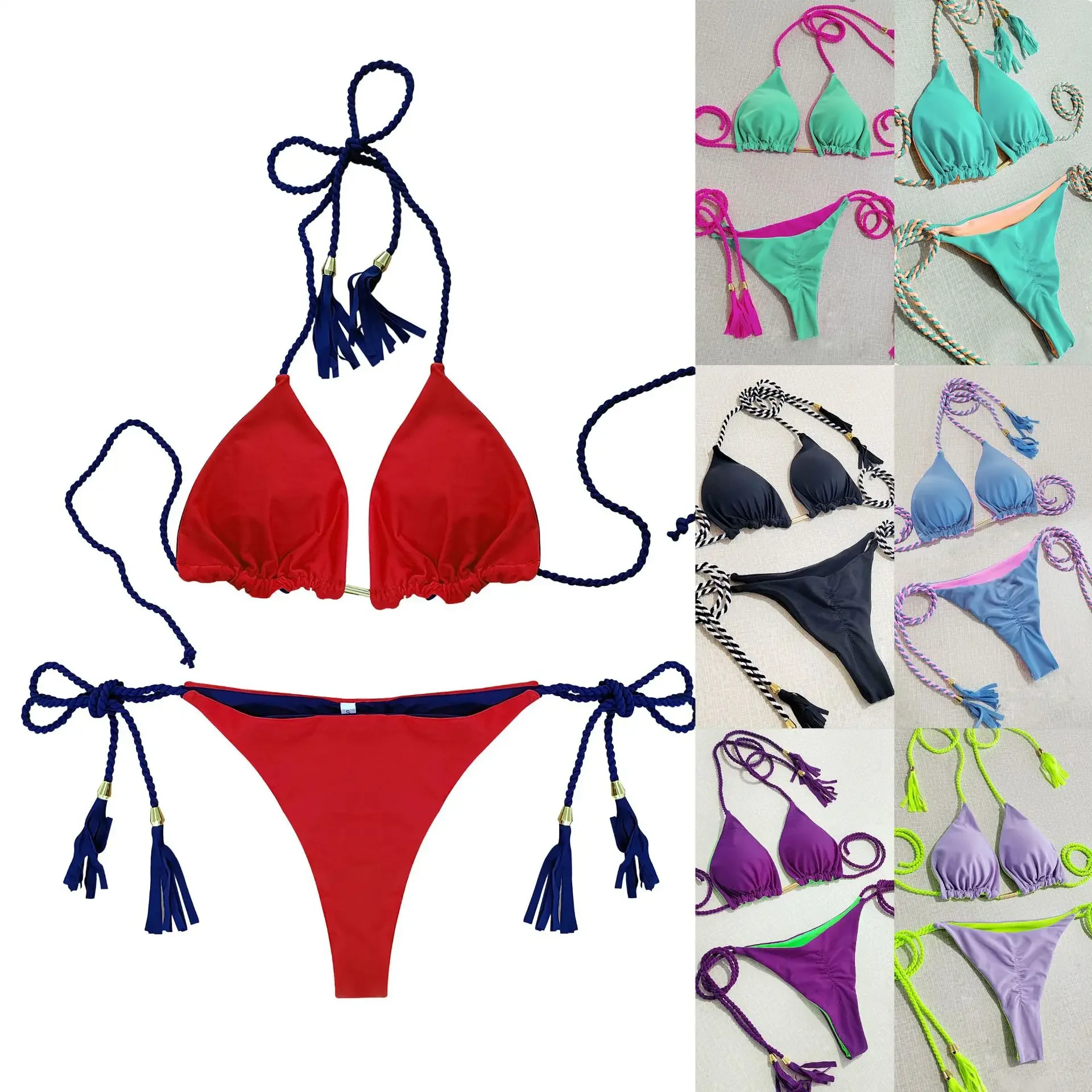 New Summer Women's Sexy Spicy Girl Color Blocking Strap Beach Bikini Swimsuit Three-point Style
New Summer Women's Sexy Spicy Girl Color Blocking Strap Beach Bikini Swimsuit Three-point Style