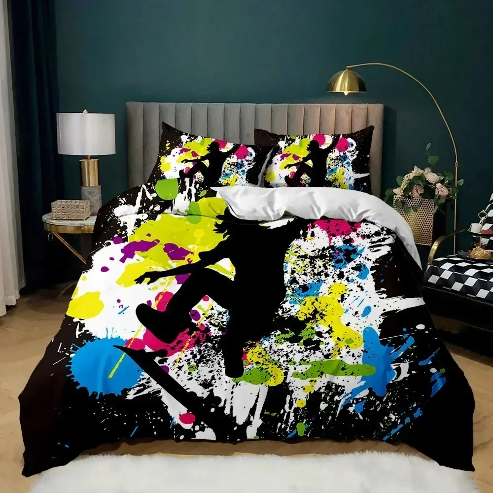 Top Skateboard Comforter Cover Hip Hop Style Bedding Set Colorful Rainbow Tie-Dye Decor Hippie Polyester Duvet Cover Youth
Top Skateboard Comforter Cover Hip Hop Style Bedding Set Colorful Rainbow Tie-Dye Decor Hippie Polyester Duvet Cover Youth
