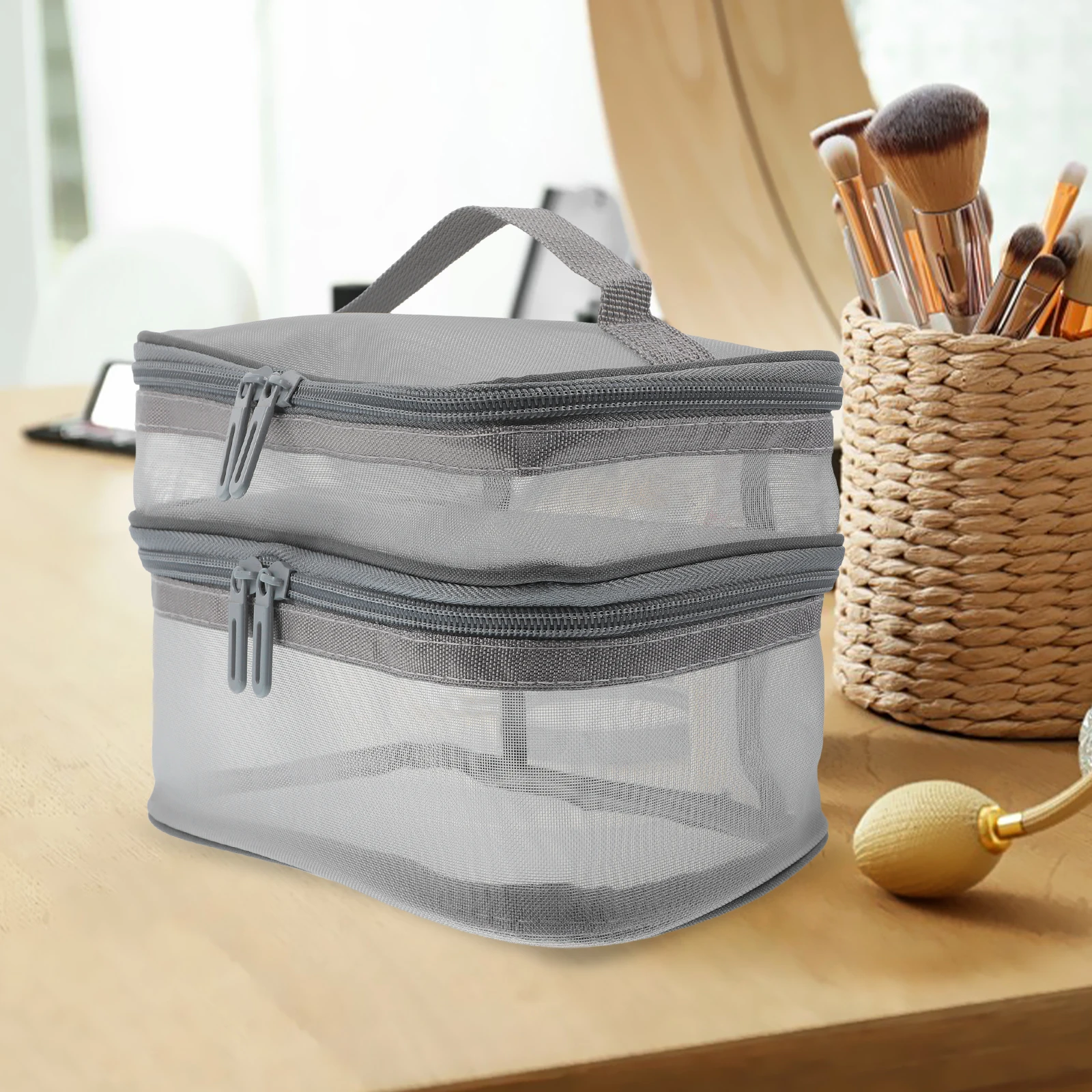 Makeup Organizer Toiletry Bag Women 2 Layer Mesh Pouch Portable Bags Travel Accessories Storage Container
Makeup Organizer Toiletry Bag Women 2 Layer Mesh Pouch Portable Bags Travel Accessories Storage Container