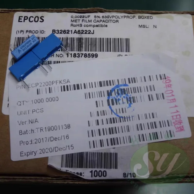 20 шт. EPCOS 0,0022 мкФ/630 В 2n2 2,2nf 2200pf 222 новый пленочный конденсатор 10 мм B32621A6222J
20 шт. EPCOS 0,0022 мкФ/630 В 2n2 2,2nf 2200pf 222 новый пленочный конденсатор 10 мм B32621A6222J