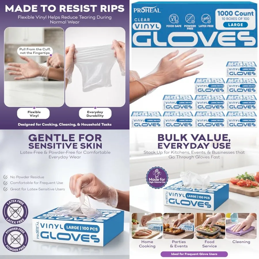 Clear Vinyl Disposable Gloves - Food Safe Cooking and Household Cleaning Gloves -Powder and Latex Free Kitchen Glove
Clear Vinyl Disposable Gloves - Food Safe Cooking and Household Cleaning Gloves -Powder and Latex Free Kitchen Glove