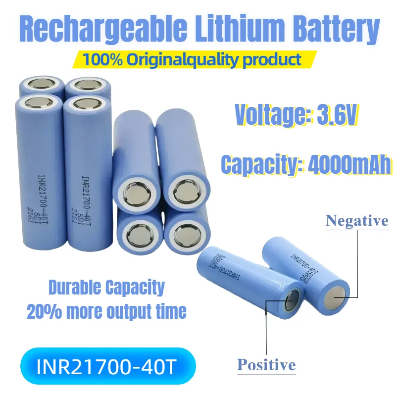 40T INR21700-40T 21700 Rechargeable Battery 3.7V 4000mAh 4.0Ah 30A Lithium-ion Battery for Flashlight/Vape/RC/Dryer Li-ion Cell
40T INR21700-40T 21700 Rechargeable Battery 3.7V 4000mAh 4.0Ah 30A Lithium-ion Battery for Flashlight/Vape/RC/Dryer Li-ion Cell