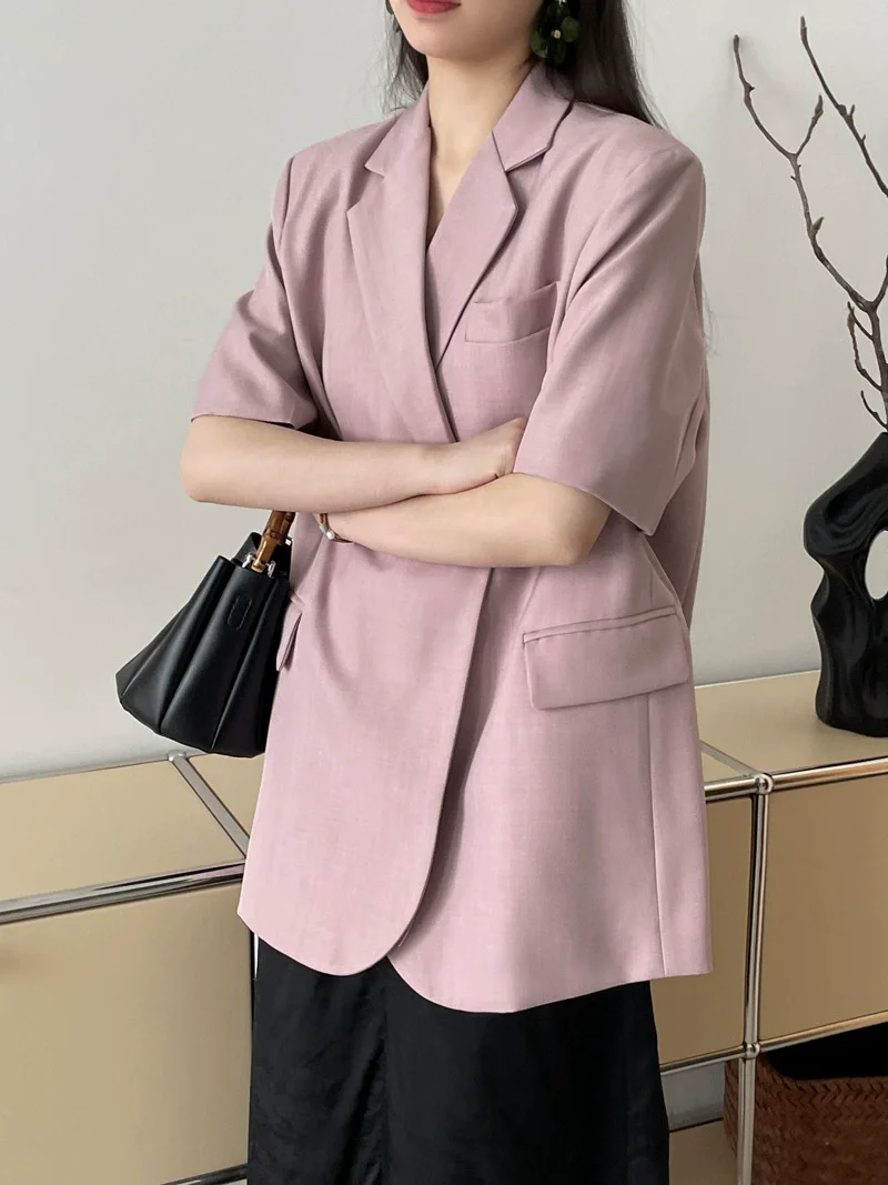 Tesco Women Suit Jacket with Short Sleeves Pink Notch Lapel Casual Office Lady Suit Coat Women's Blazer 2025
Tesco Women Suit Jacket with Short Sleeves Pink Notch Lapel Casual Office Lady Suit Coat Women's Blazer 2025