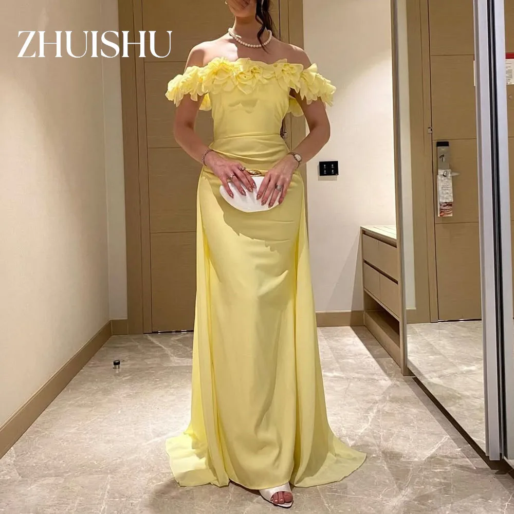 ZHUISHU Yellow Handmade Flowers Saudi Evening Dresses Customized A Line Formal Event Dresses Elegant Long Prom Dresses 2026
ZHUISHU Yellow Handmade Flowers Saudi Evening Dresses Customized A Line Formal Event Dresses Elegant Long Prom Dresses 2026