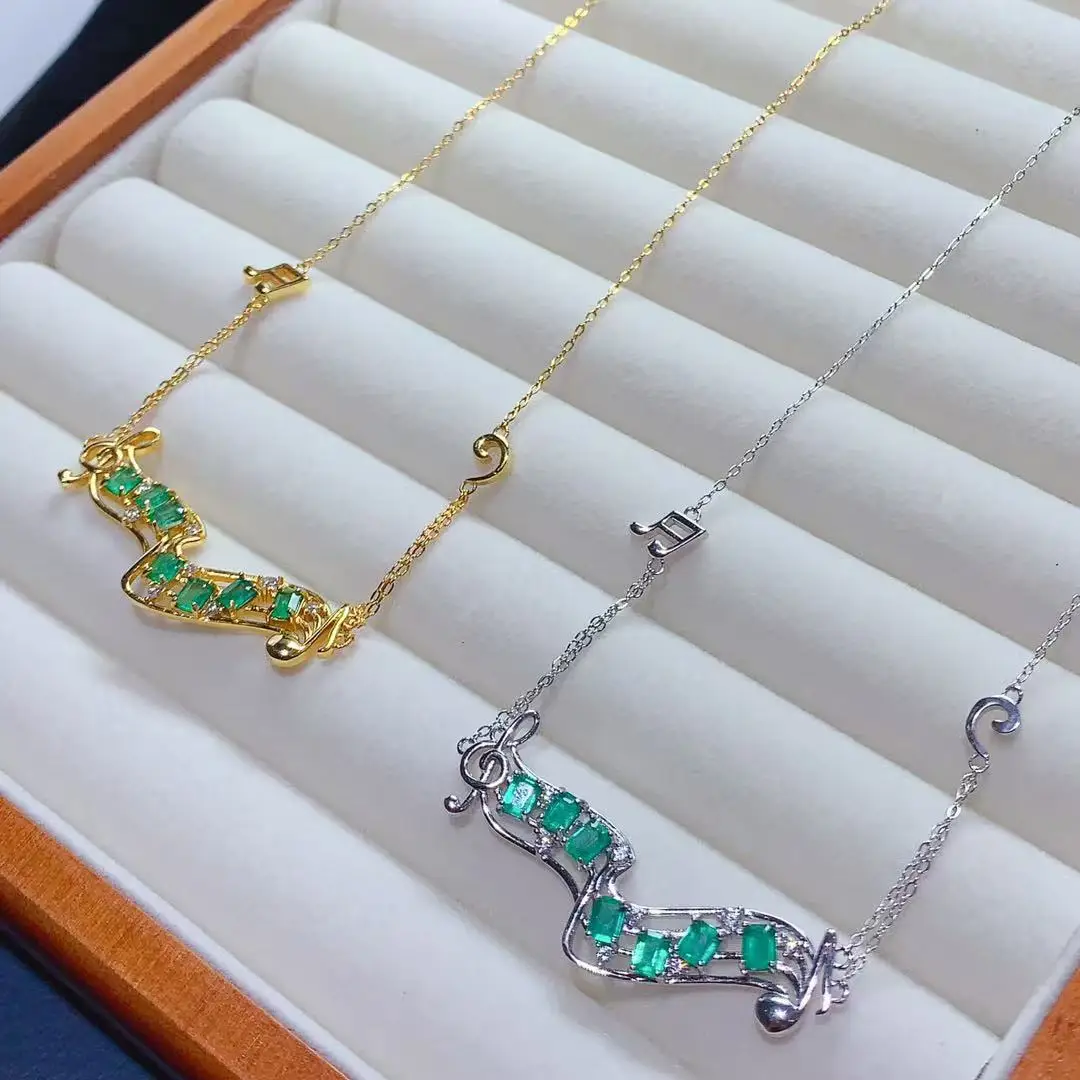 Music Note Natural Emerald Necklace Niche Minimalist, 925 Sterling Silver Delicate Luxury Jewelry
Music Note Natural Emerald Necklace Niche Minimalist, 925 Sterling Silver Delicate Luxury Jewelry
