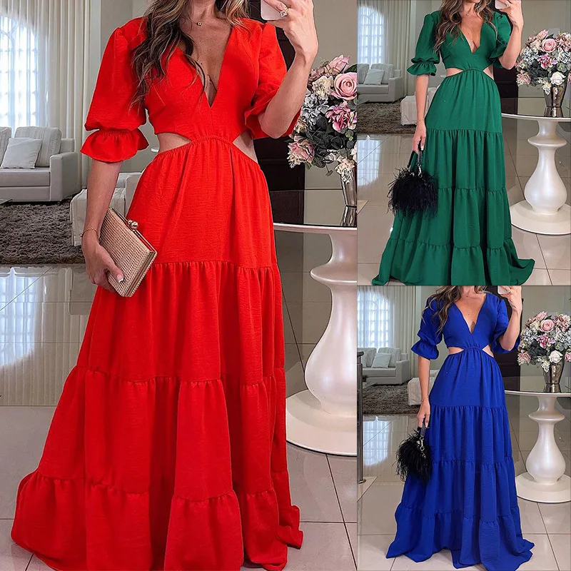 SKMY 2023 Spring And Autumn New Women Clothing Fashion Style Solid Color V-Neck Half Sleeve Hollow Out Evening Party Long Dress
SKMY 2023 Spring And Autumn New Women Clothing Fashion Style Solid Color V-Neck Half Sleeve Hollow Out Evening Party Long Dress