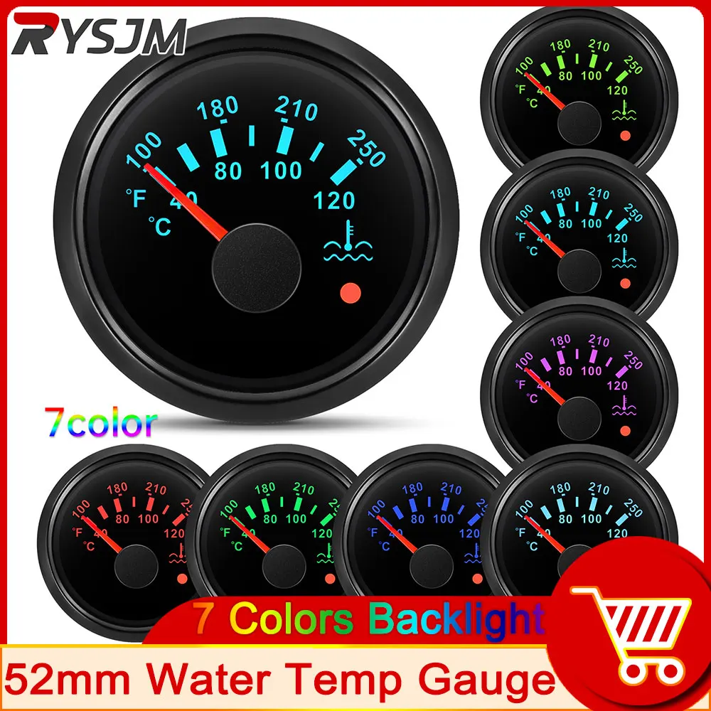 52mm Water Temperature Gauge 7 Color LED Temp Meter 100-250℉ 40-120℃ Celsius For Car Boat Motorcycle Water Temp Gauge With Alarm
52mm Water Temperature Gauge 7 Color LED Temp Meter 100-250℉ 40-120℃ Celsius For Car Boat Motorcycle Water Temp Gauge With Alarm