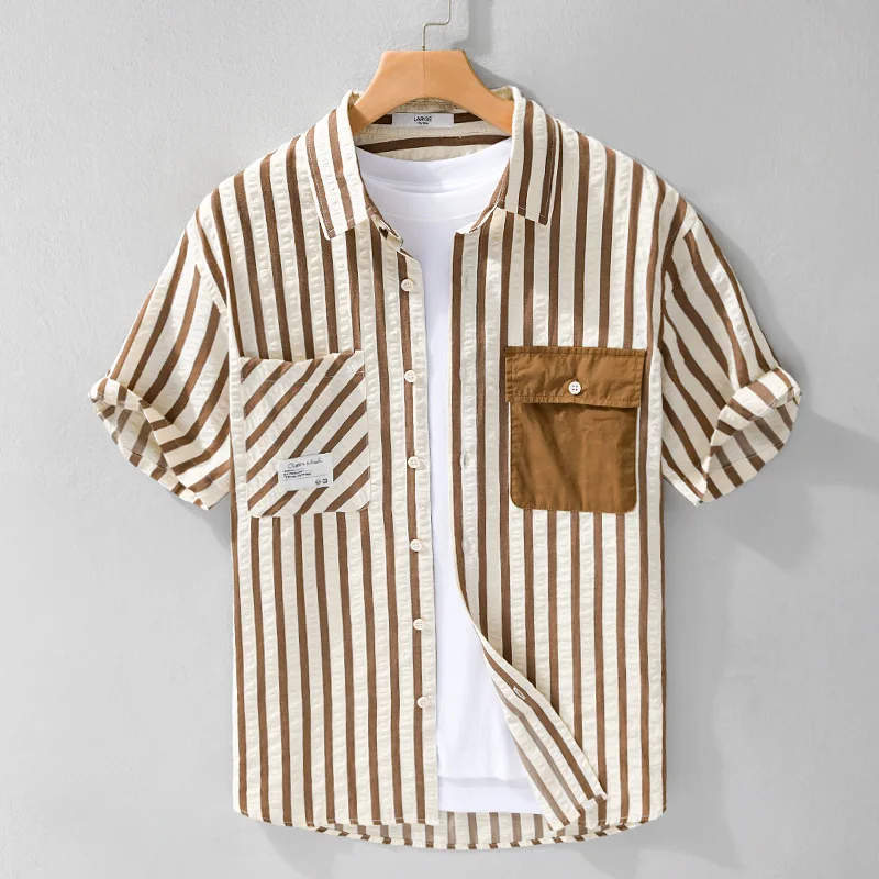 Casual Men's ort Sve irt Comfortable Faionable Summer Bubble Texture Stripe Pattern Five-Quarter Sve Men's Blouse
Casual Men's ort Sve irt Comfortable Faionable Summer Bubble Texture Stripe Pattern Five-Quarter Sve Men's Blouse